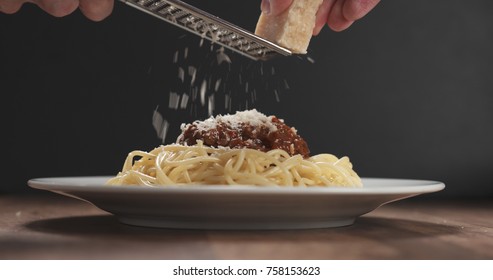 Sprinkle Grated Aged Parmesan Cheese Over Stock Photo 758153623