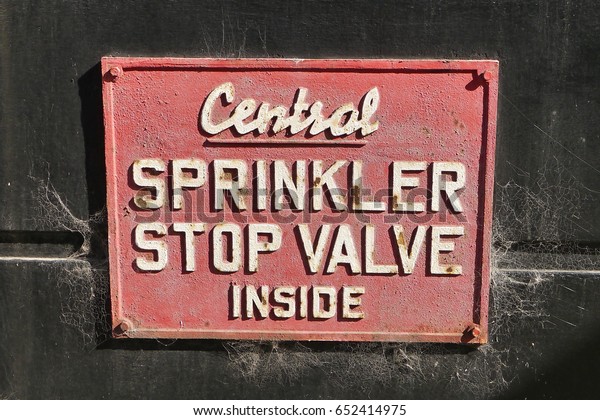 Sprinkler Stop Valve Sign Stock Photo Edit Now 652414975
