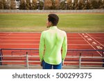 Sprinter stands in the stadium