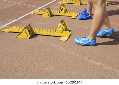 Sprinters and starting blocks