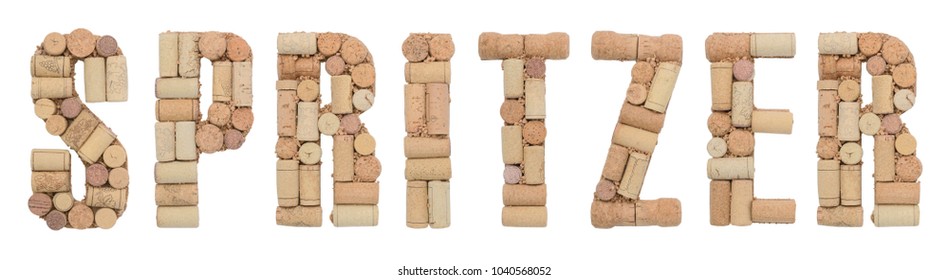 Spritzer Made Of Wine Corks Isolated On White Background