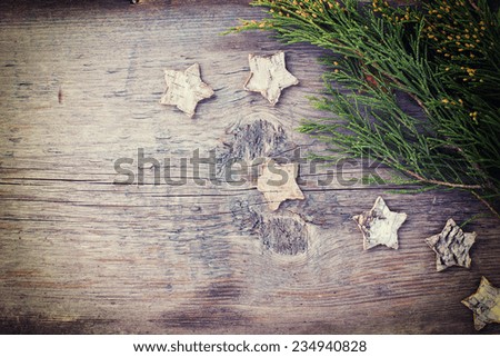 Similar – green spruce branches with brown cones