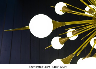 Sputnik Chandelier With White Globes