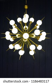 Sputnik Chandelier With White Globes