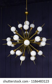 Sputnik Chandelier With White Globes