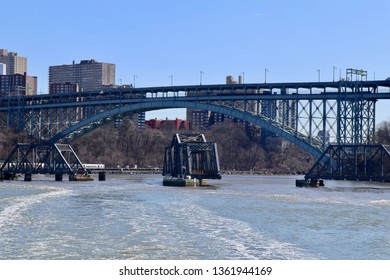    Spuyten Duyvil Railroad Swing Bridge In Upper Manhattan                            