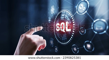 SQL Structured Query Language. Technology concept. Icon virtual screen