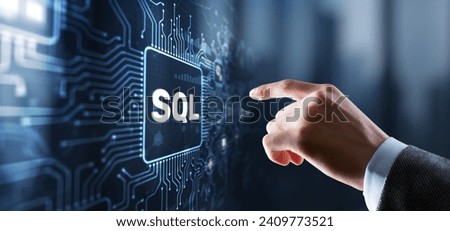 SQL Structured Query Language. Technology concept. Icon virtual screen