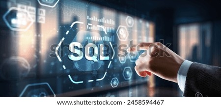 SQL Structured Query Language. Technology concept. Icon virtual screen