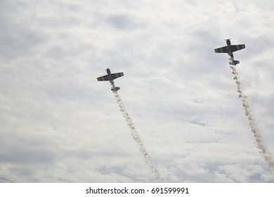 Squadron of planes in the sky