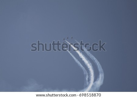 Squadron of planes in the sky
