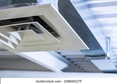 square anemostat on galvanized duct ventilation system details