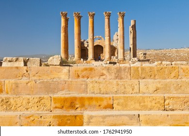 Square Of Artemis Or Diana Temple In Jerash Greco-Roman City Or Pompeii Of The East In Northern Jordan, The Middle East, Asia