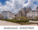 Square with Basilica of Saint Urban in Troyes downtown, France