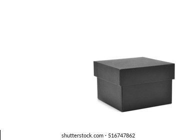 Square Black Box For Special Gift On White Background.