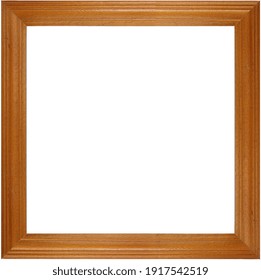 Square Brown Wooden Frame On White Background 