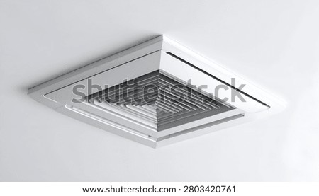 Square ceiling-mounted ventilation unit, cutaway showing layered interior