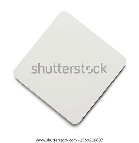 Square Coaster Top View Cut Out on White.