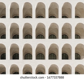 The Square Colosseum (Palazzo Della Civiltà Italiana) Is A Fascist-era Building Part Of The Rationalism Architecture District EUR, In Rome, Italy