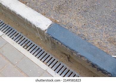Square Curbstone Drainage Grate By Road Stock Photo 2149581823 ...