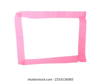 Square drawn with pink marker on white background, top view - Powered by Shutterstock