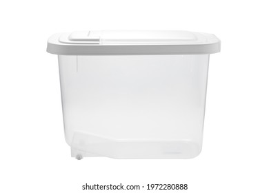 Square Empty Plastic Bucket Isolated On White Background. Comtainer Of Food.