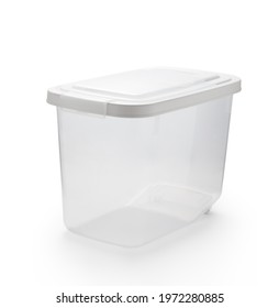 Square Empty Plastic Bucket On White Background. Container Of Food.