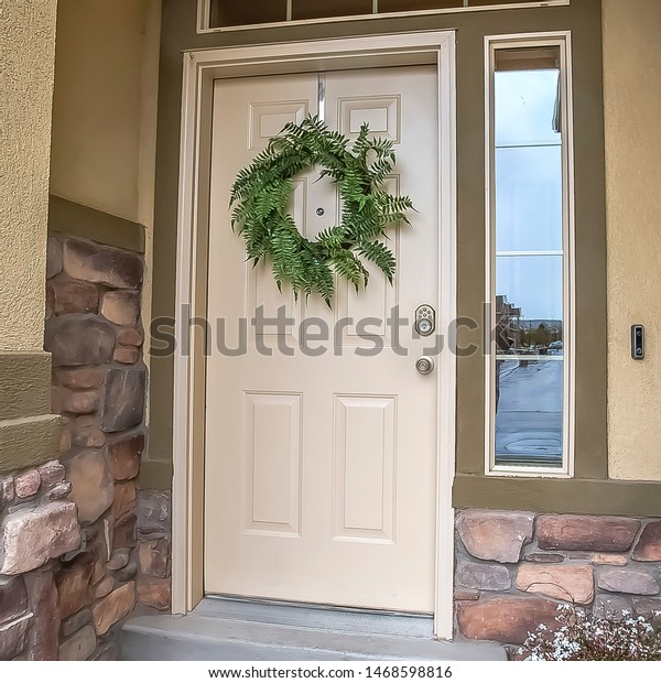 Square Entrance Home White Wooden Front Stock Photo Edit Now