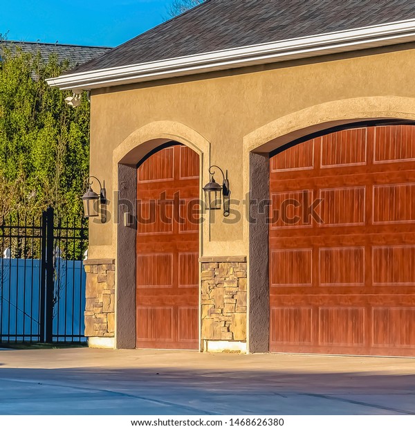 Square Frame Home Exterior Brown Wooden Stock Photo Edit Now