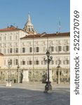 The square in front of  the Roal Palace  in Turin, Piedmonte, Italy.  