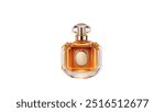 square glass bottle for perfume fragrance, isolated on white background space for text