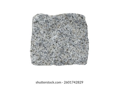 Una piedra cuadrada de granito aislada sobre fondo blanco.