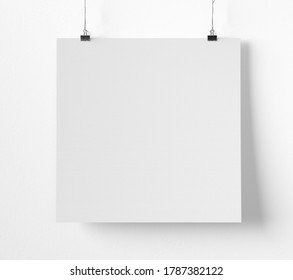 Square Hanging Poster Mockup Isolated.