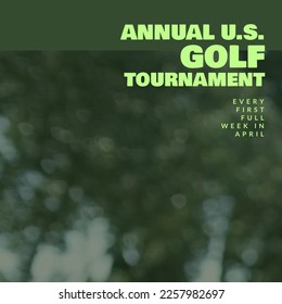 Square image of annual us golf tournament over blurred green background. Golf, sport, competition and rivalry concept. - Powered by Shutterstock