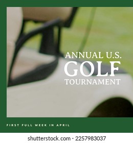 Square image of annual us golf tournament over blurred green background. Golf, sport, competition and rivalry concept. - Powered by Shutterstock