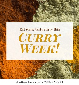 Square image of national curry week text with a curry spice. National curry week campaign. - Powered by Shutterstock