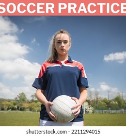 Square image of soccer practice and caucasian girl with ball. Soccer, sport, training and practice concept. - Powered by Shutterstock