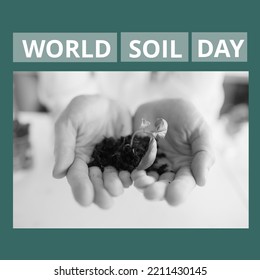 Square image of world soil day and hands of caucasian woman holding seedling in black and white. Soil day, taking care of earth and nature concept. - Powered by Shutterstock