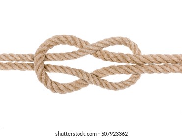 Square Knot Isolated On White Background. Nautical Rope Knot.