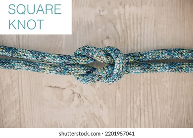 Square Knot, Rope Texture And Cable Band For Hiking, Climbing And Secure Line Safety. Abstract Background Zoom Wrap Thread Link, Strong Loop And Survival Nylon Connection, Design And String Pattern