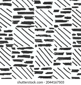 Square Line Marker Hand Made Pattern. Abstract Geometry Seamless Pattern