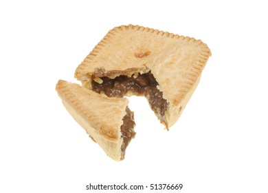 Square Meat Pie With A Slice Cut Out