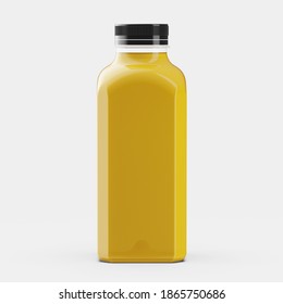 Square Orange Juice Bottle Mockup