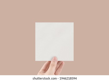 Square Paper Mockup Hand Stationery Invitation Card Print