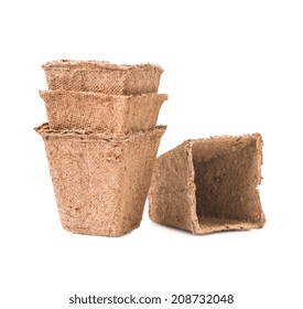 Square Peat Pots Isolated