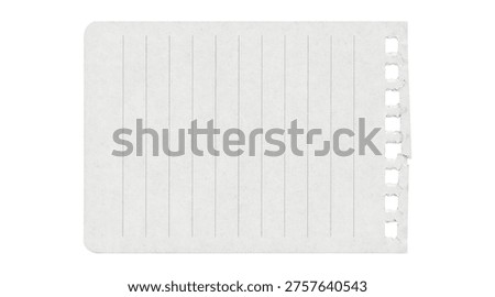 Square perforated lined notebook paper sheet on white background
