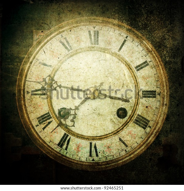 Square Picture Grunge Textured Antique Clock Stock Photo (Edit Now ...