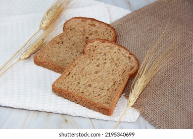 Square Pieces Of Rye Toast Bread, Top View