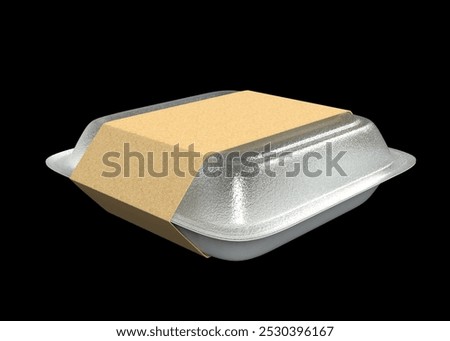 Square plastic disposable food container with transparent lid and empty white paper wrap top, side, and angle view. Realistic mockup of sushi delivery box, isolated meal lunch take away, 3d render