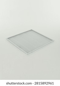 Square recessed LED ceiling panel light isolated on white background